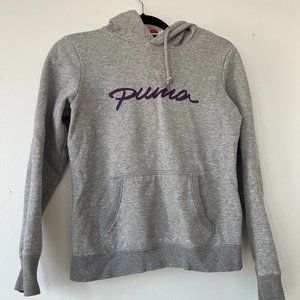 Puma Grey hoodie with Purple Lettering